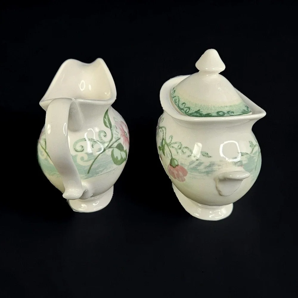 Westbury Court Elizabeth Creamer Lidded Sugar‎ Bowl Set Floral Shabby Chic